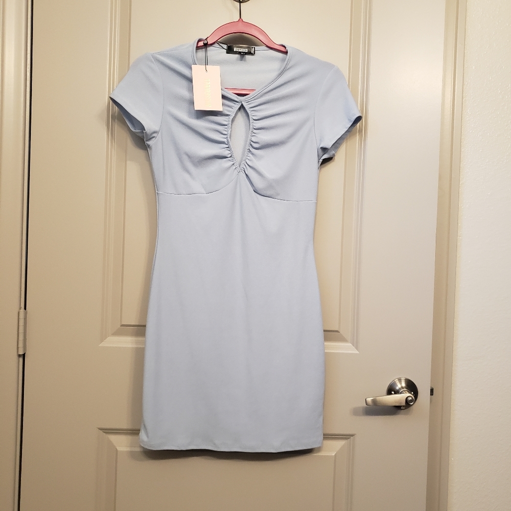 Baby blue Miss guided body con mini dress